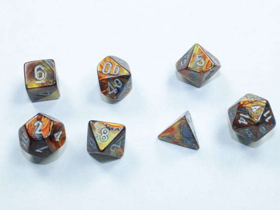 Dice Chessex Mini-Hedral 7-Die Set Lustrous Gold/Silver 20493