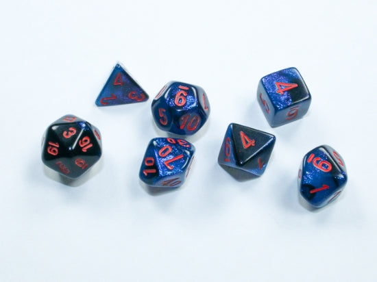 Dice Chessex Mini-Hedral 7-Die Set Gemini Black-Starlight/Red 20658