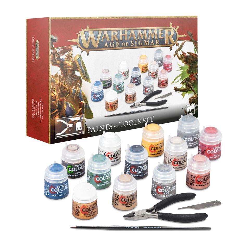 Games Workshop Warhammer Age of Sigmar AOS Paint + Tools Set