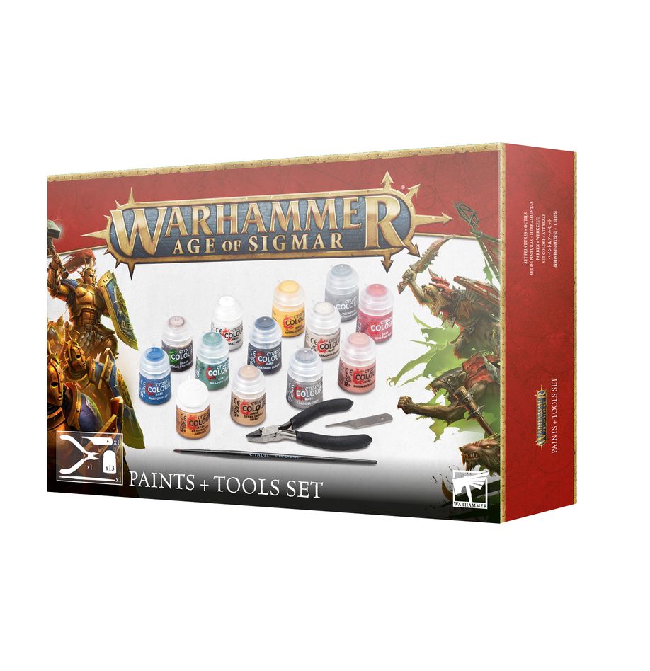 Games Workshop Warhammer Age of Sigmar AOS Paint + Tools Set