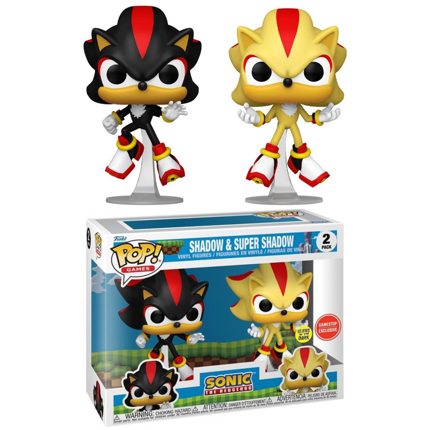 Funko Pop Games Sonic the Hedgehog Shadow & Super Shadow 2 Pack