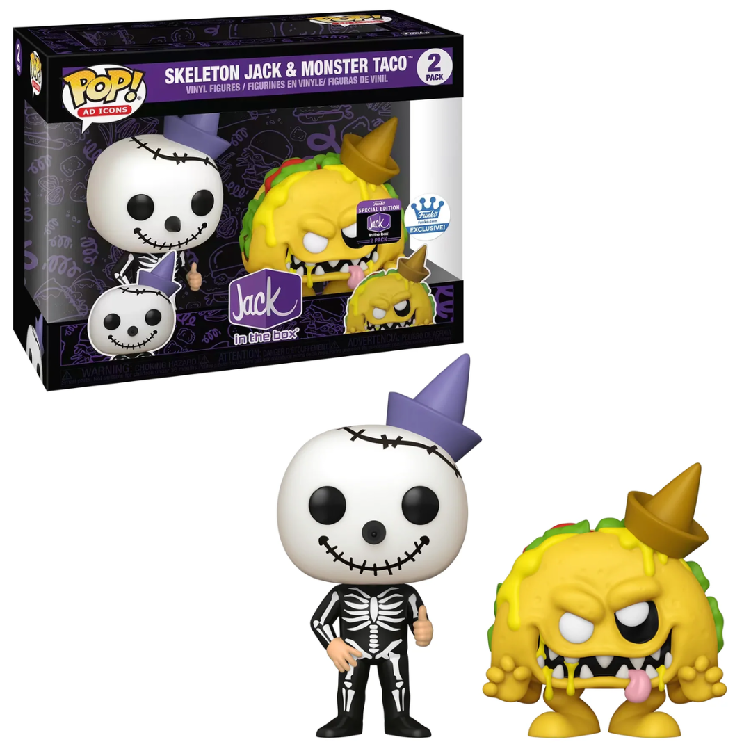 Funko Pop Ad Icons Skeleton Jack & Monster Taco 2 Pack Funko Exclusive Special Edition Jack in the Box