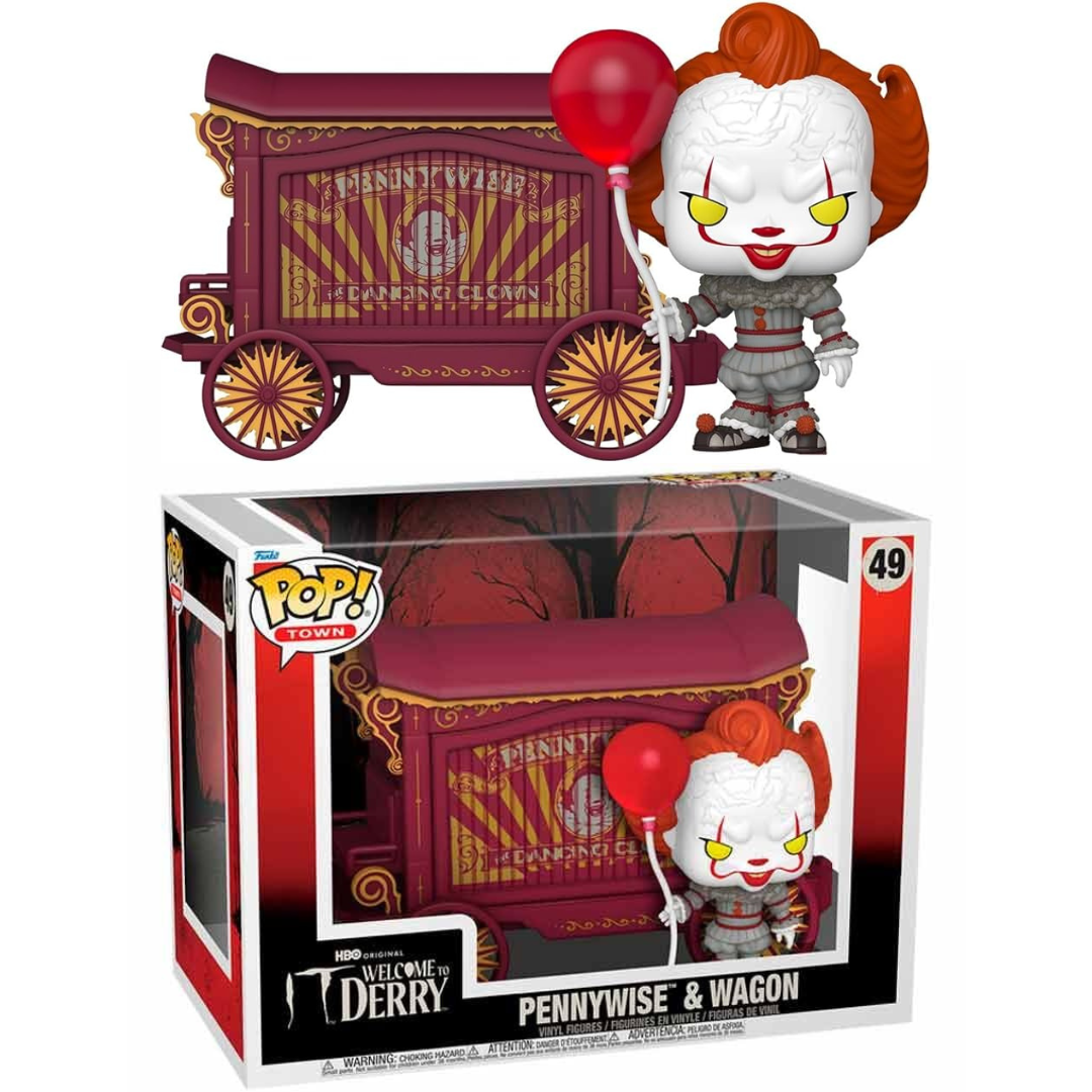 Funko Pop Town Horror IT Welcome to Derry Pennywise & Wagon 49