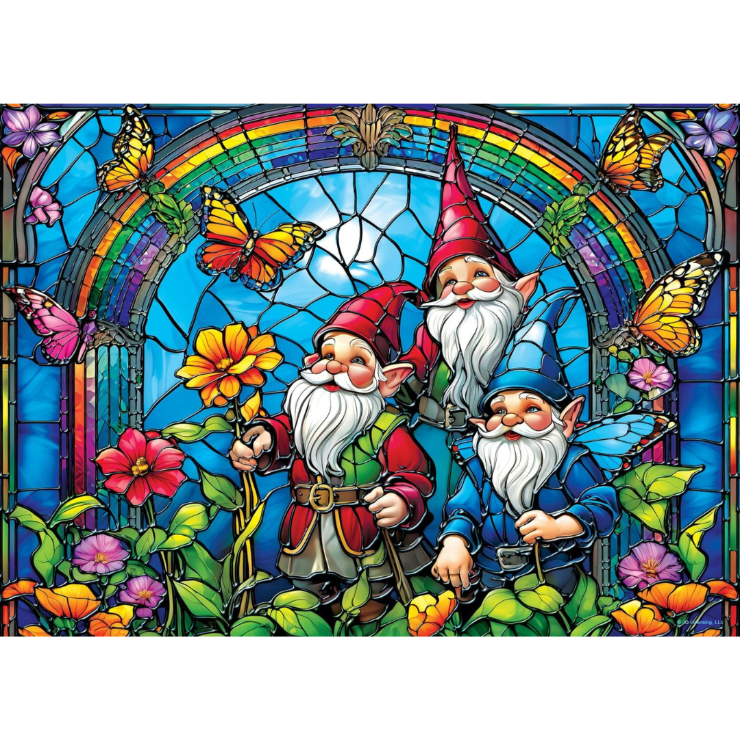 STAINED GLASS GNOMISH DELIGHT 1000PC PUZZLE