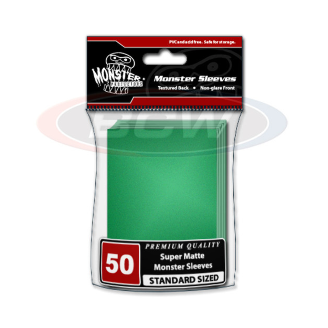 Monster Sleeves Standard Flat Matte Green 50CT