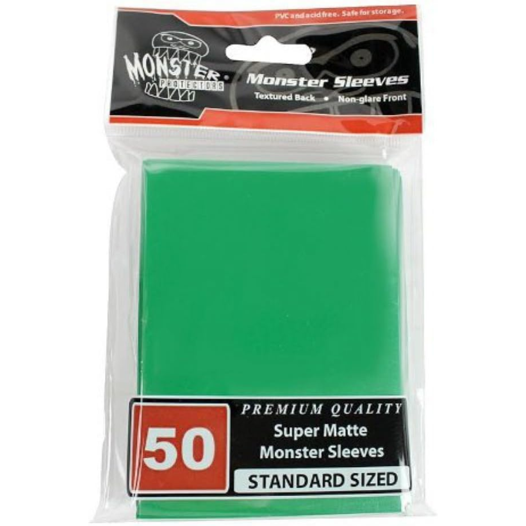 Monster Sleeves Standard Super Matte Sleeves Green 50CT