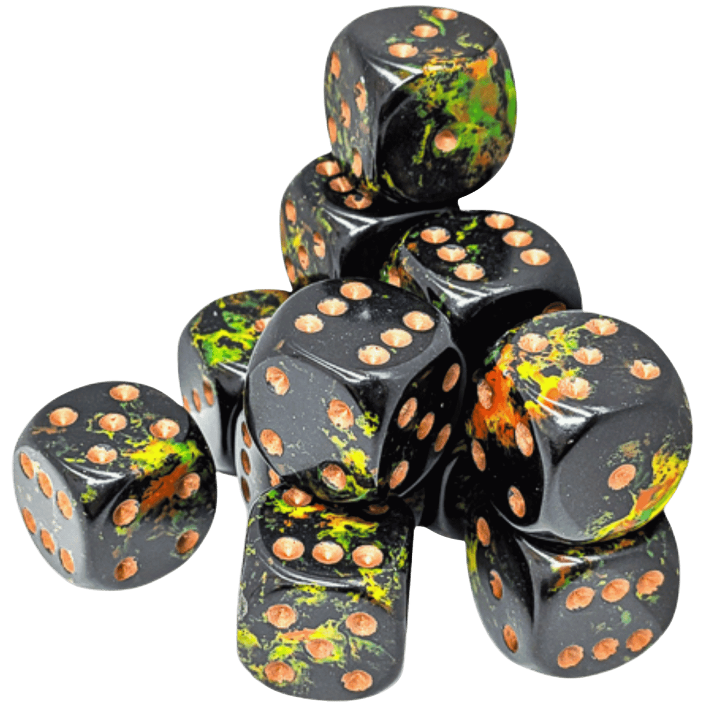 Dice Chessex Brush 12 D6 Deep Forest / Green 16MM 24605
