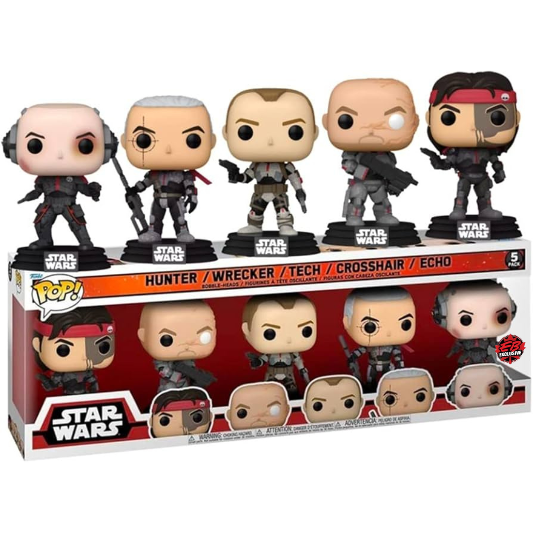 Funko Pop Star Wars Hunter / Wrecker / Tech / Crosshair / Echo 5 Pack