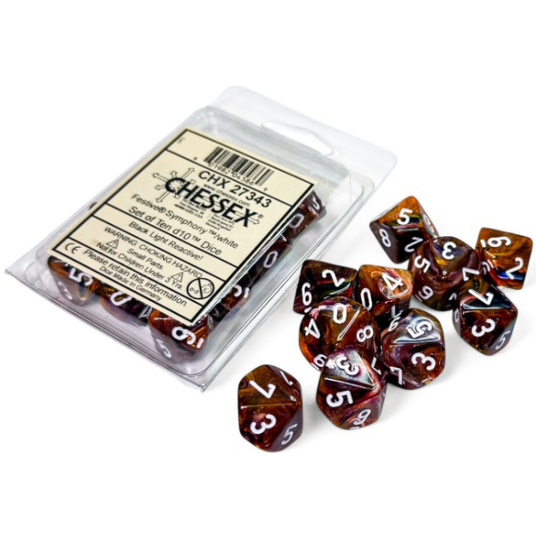 Dice Chessex FESTIVE 10D10 SYMPHONY/WHITE