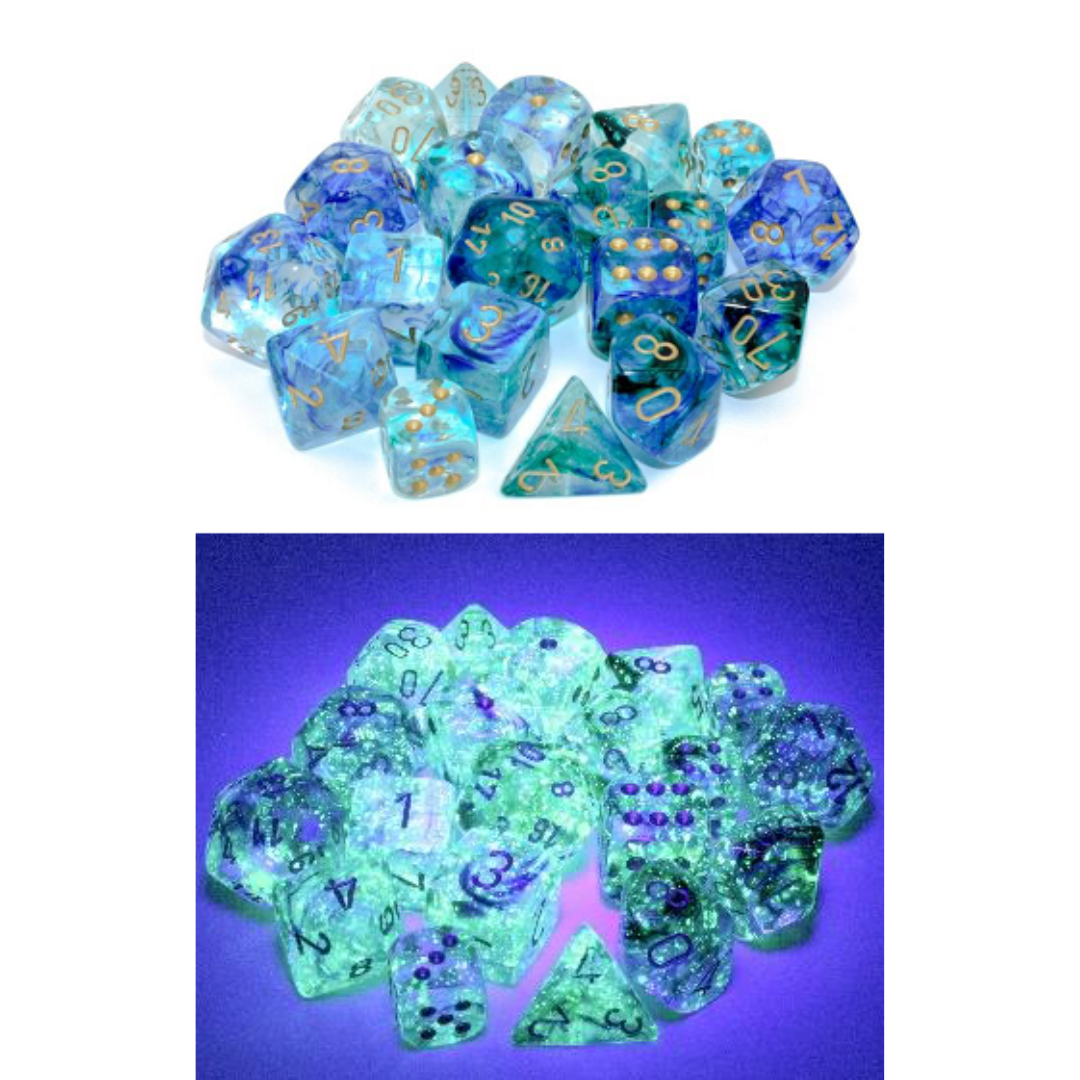 Dice Chessex Translucent: 36D6 Nebula Oceanic/Gold 27956