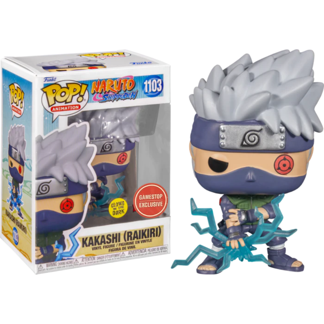 Funko Pop Anime Naruto Shippuden Kakashi (Raikiri) 1103 GITD Gamestop Exclusive