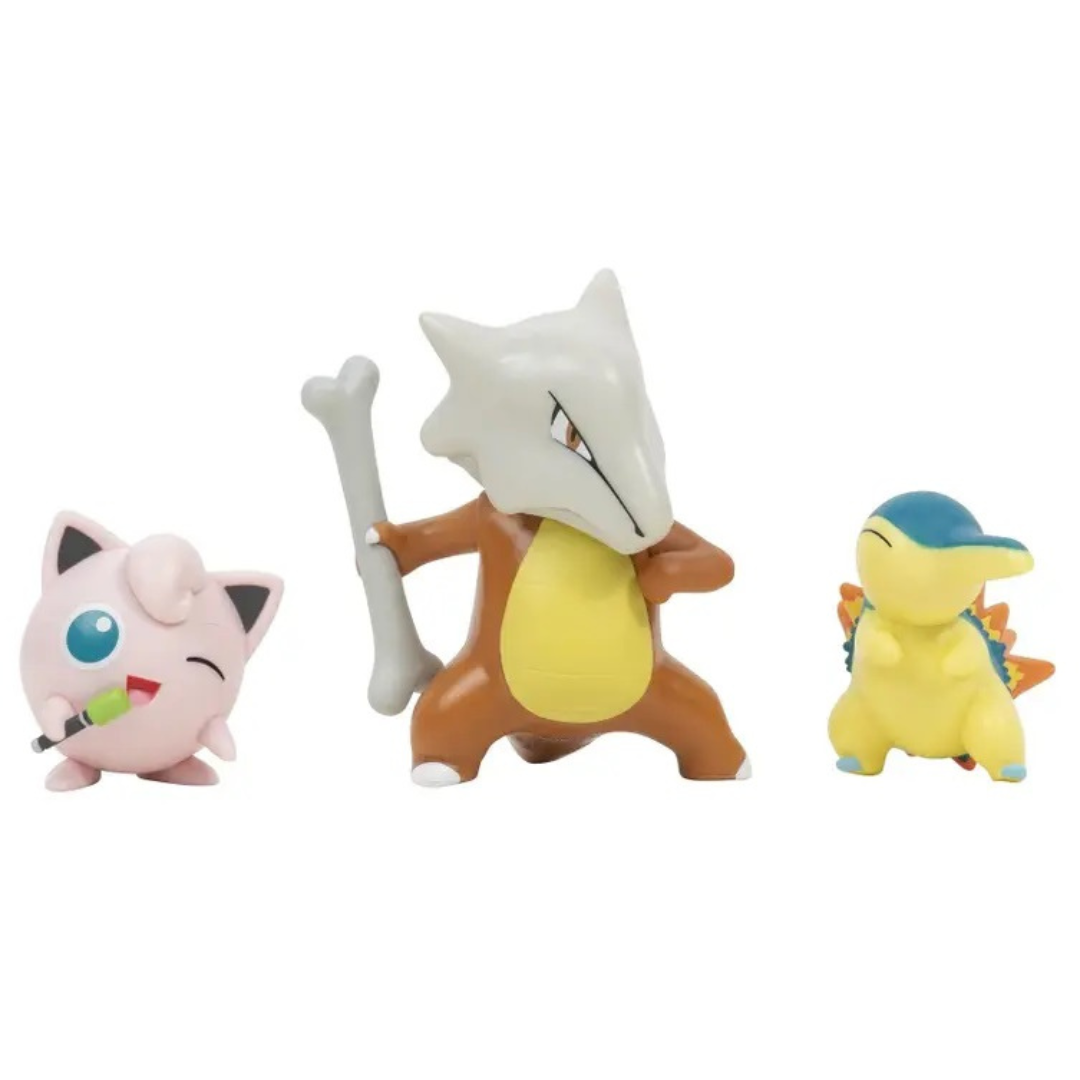 POKEMON BATTLE FIGURES SET 3PK CYNDAQUIL + JIGGLYPUFF + MAROWAK
