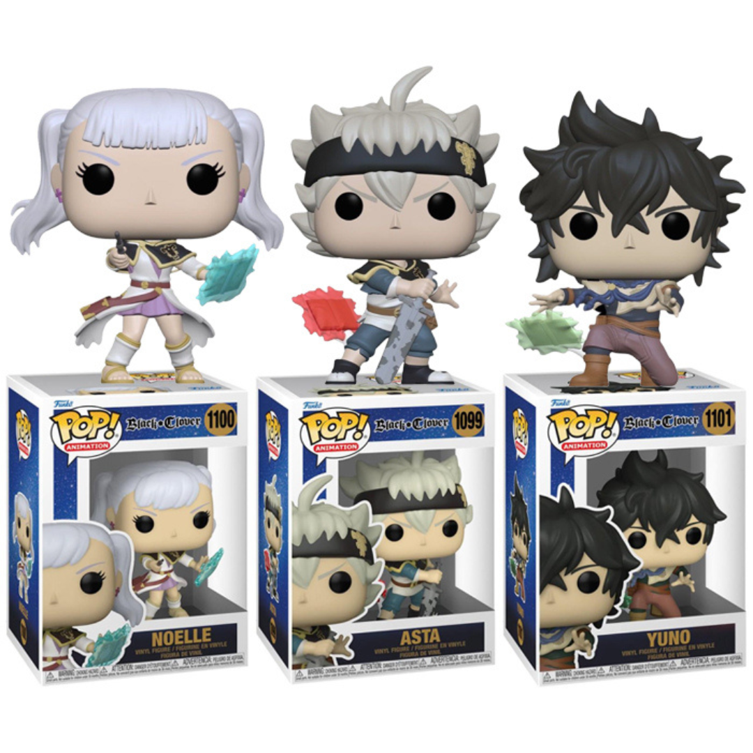 Funko Pop Anime Black Clover - Noelle #1100 - Asta #1099 - Yuno #1101 Full SET