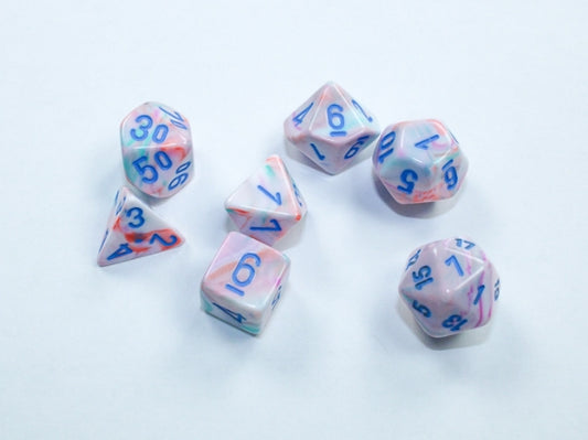 Dice Chessex Mini-Hedral 7-Die Set Festive Pop Art/Blue 20544