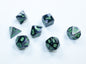 Dice Chessex Mini-Hedral 7-Die Set Gemini Black-Grey Green 20645