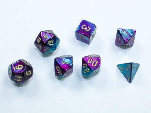 Dice Chessex Mini-Hedral 7-Die Set Gemini Purple-Teal/Gold 20649