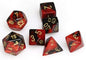 Dice Chessex Mini-Polyhedral 7-Die Set Gemini Black-Red/Gold 20633