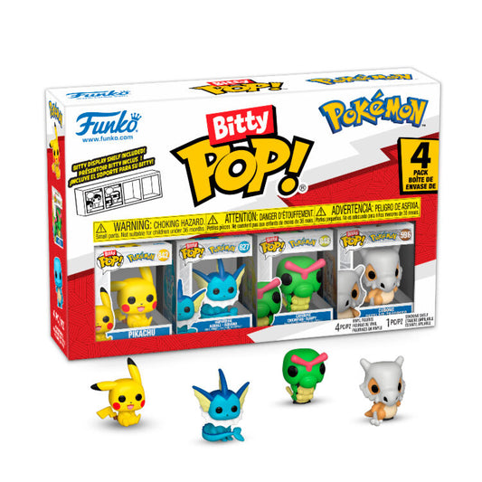 Pokemon Bitty Pop 4 Pack Featuring Pikachu, Vaporeon, Caterpie &amp; Cubone