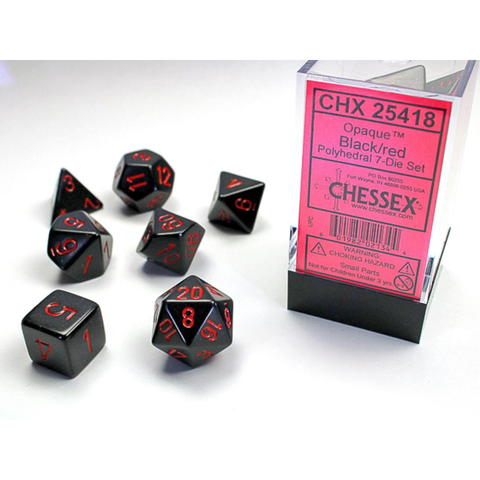 Dice Chessex Opaque Black/red Polyhedral 7-Dice Set 25418