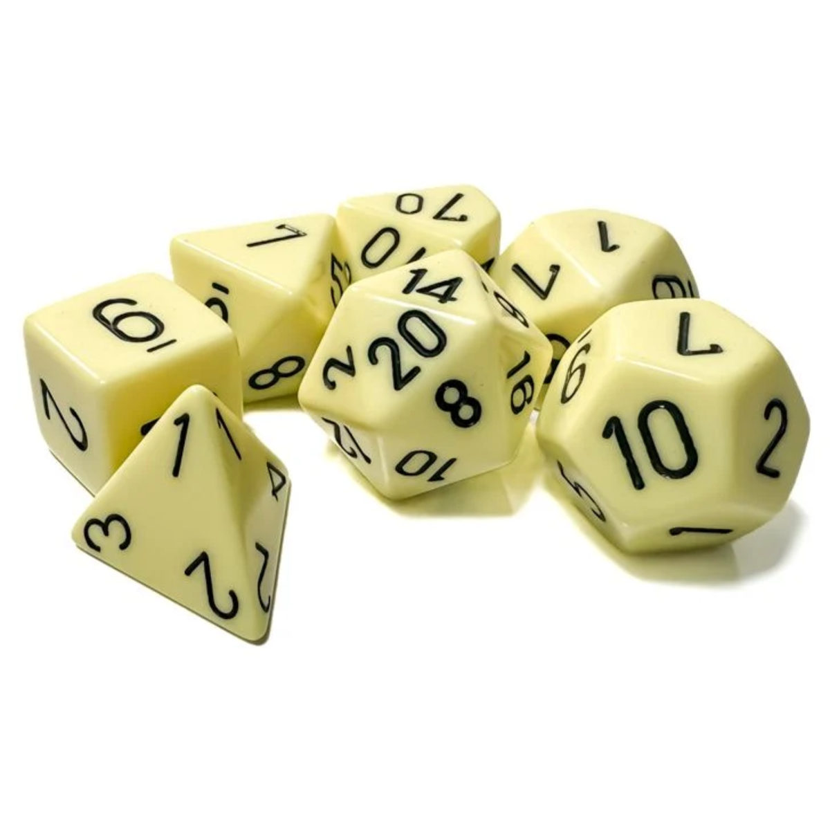 Dice Chessex Opaque Pastel Yellow/black Polyhedral 7-Dice Set 25462