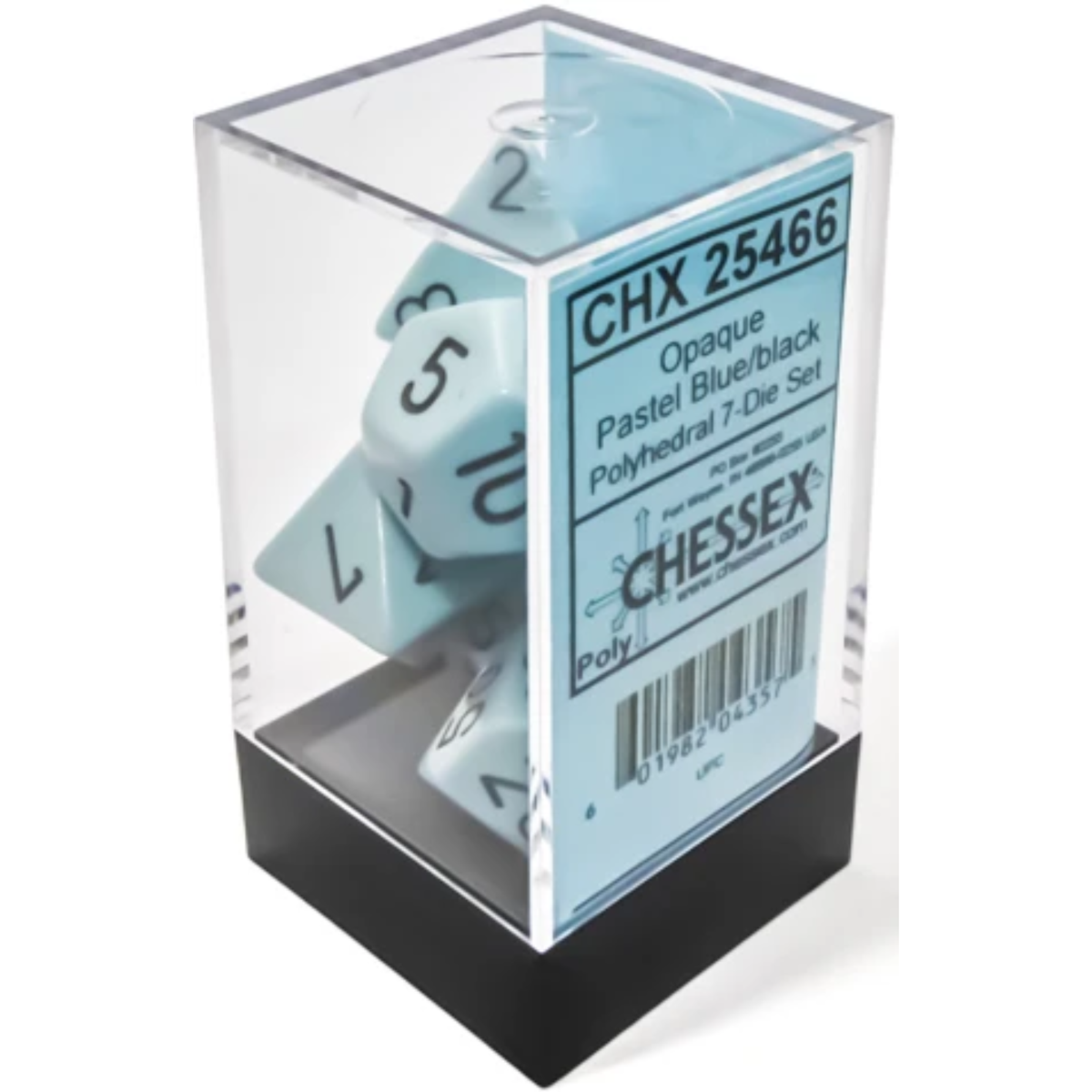 Dice Chessex Opaque Pastel Blue/white Polyhedral 7-Dice Set 25466