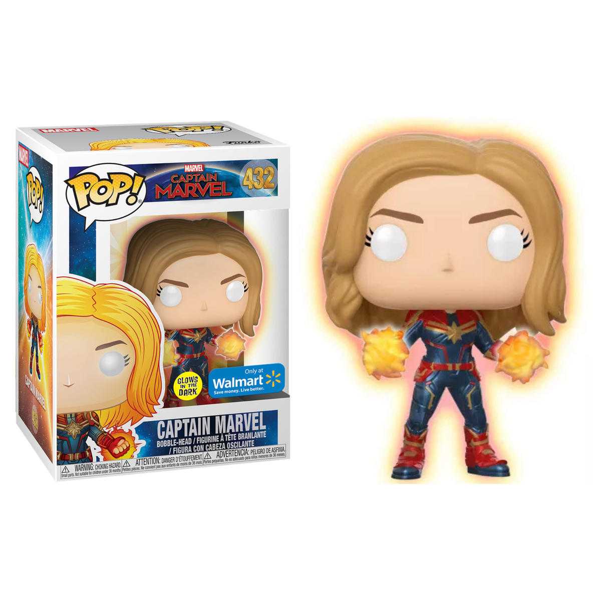Funko Pop Marvel Captain Marvel 432 Walmart GITD
