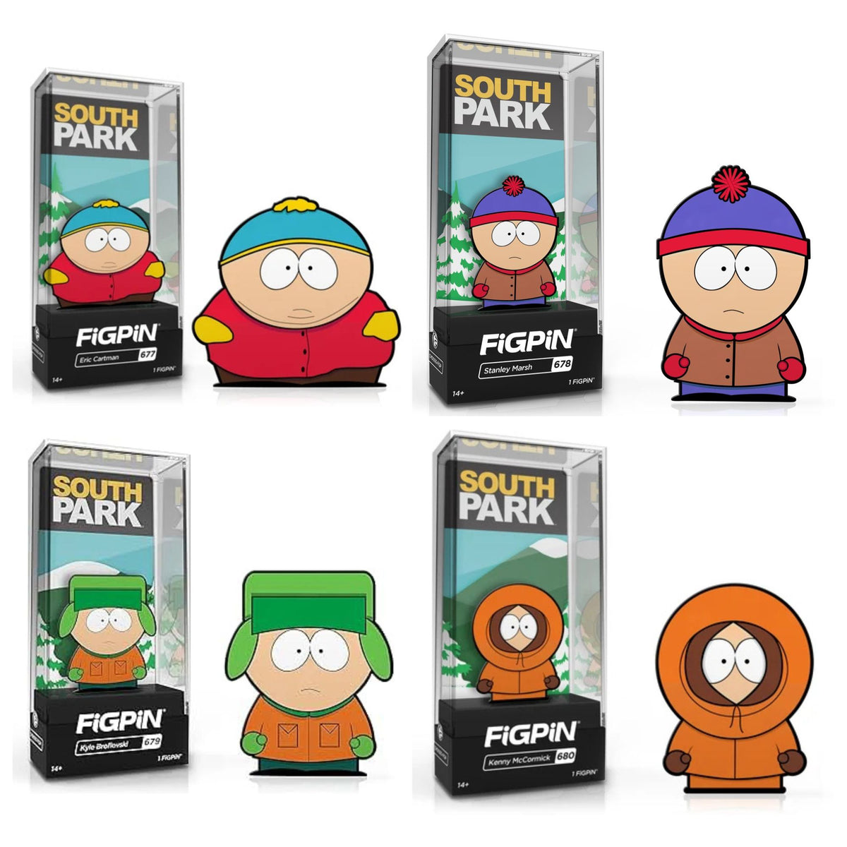 Figpin South Park SET of 4 Cartman, Stanley, Kyle, Kenny