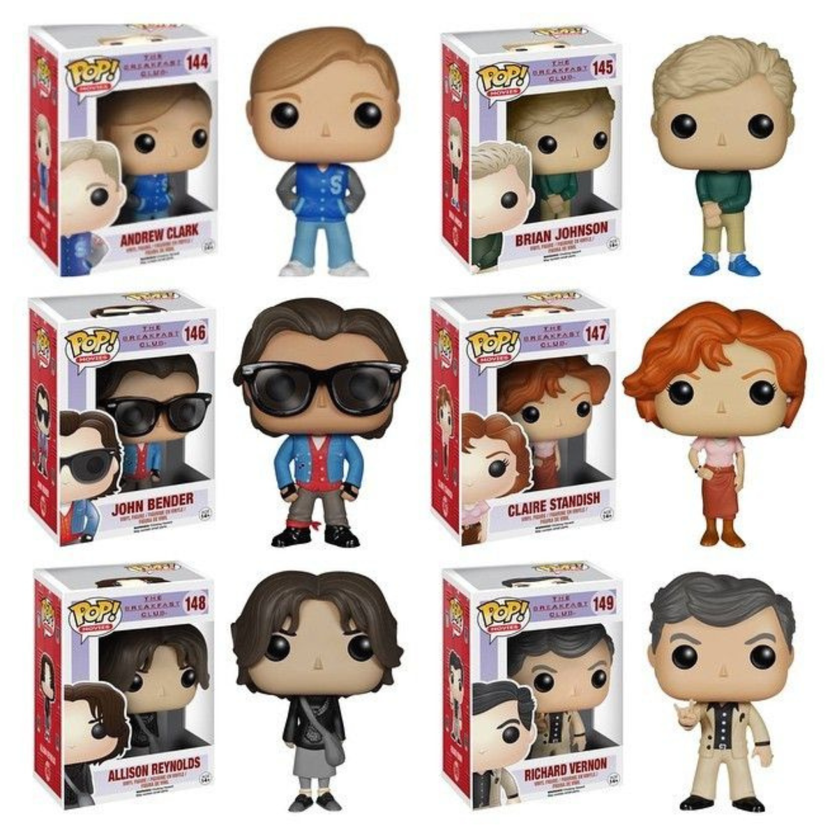 Funko Pop Movies The Breakfast Club 144, 145, 146, 147, 148, 149 SET of 6