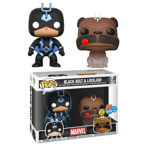 Funko Pop Marvel Black Bolt & Lockjaw 2 pack SDCC Exclusive Glows in the Dark