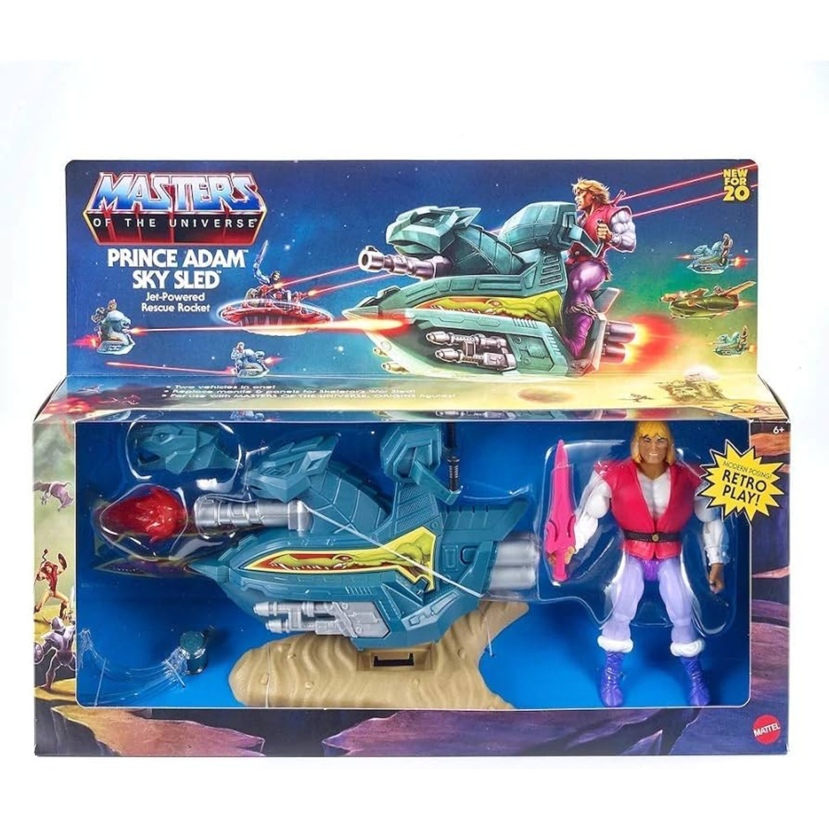 Masters of the Universe Origins Prince Adam Sky Sled, Jet-Powered Rescue Rocket