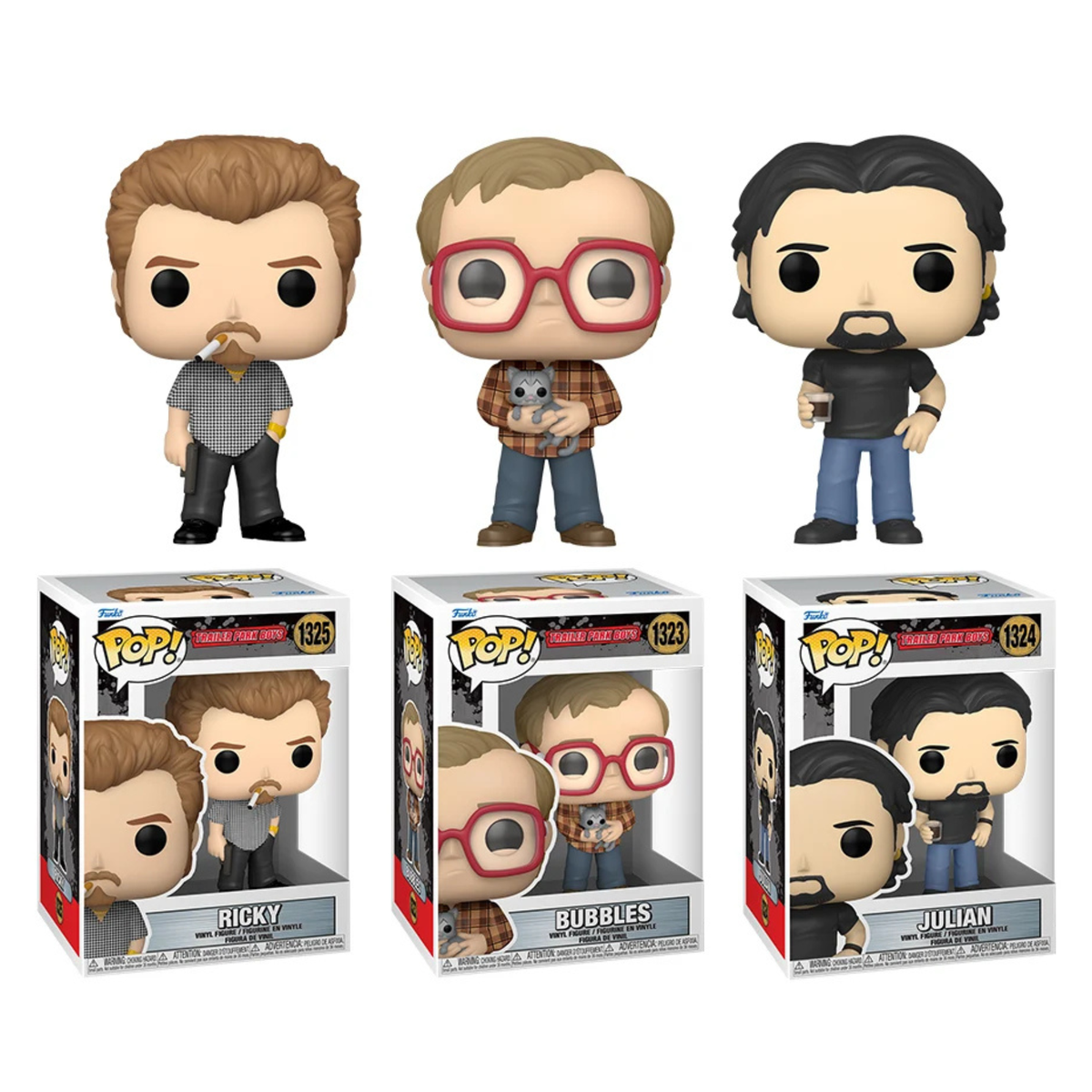 Funko Pop Trailer Park Boys Bubbles 1323, Julian 1324, Ricky 1325 SET of 3