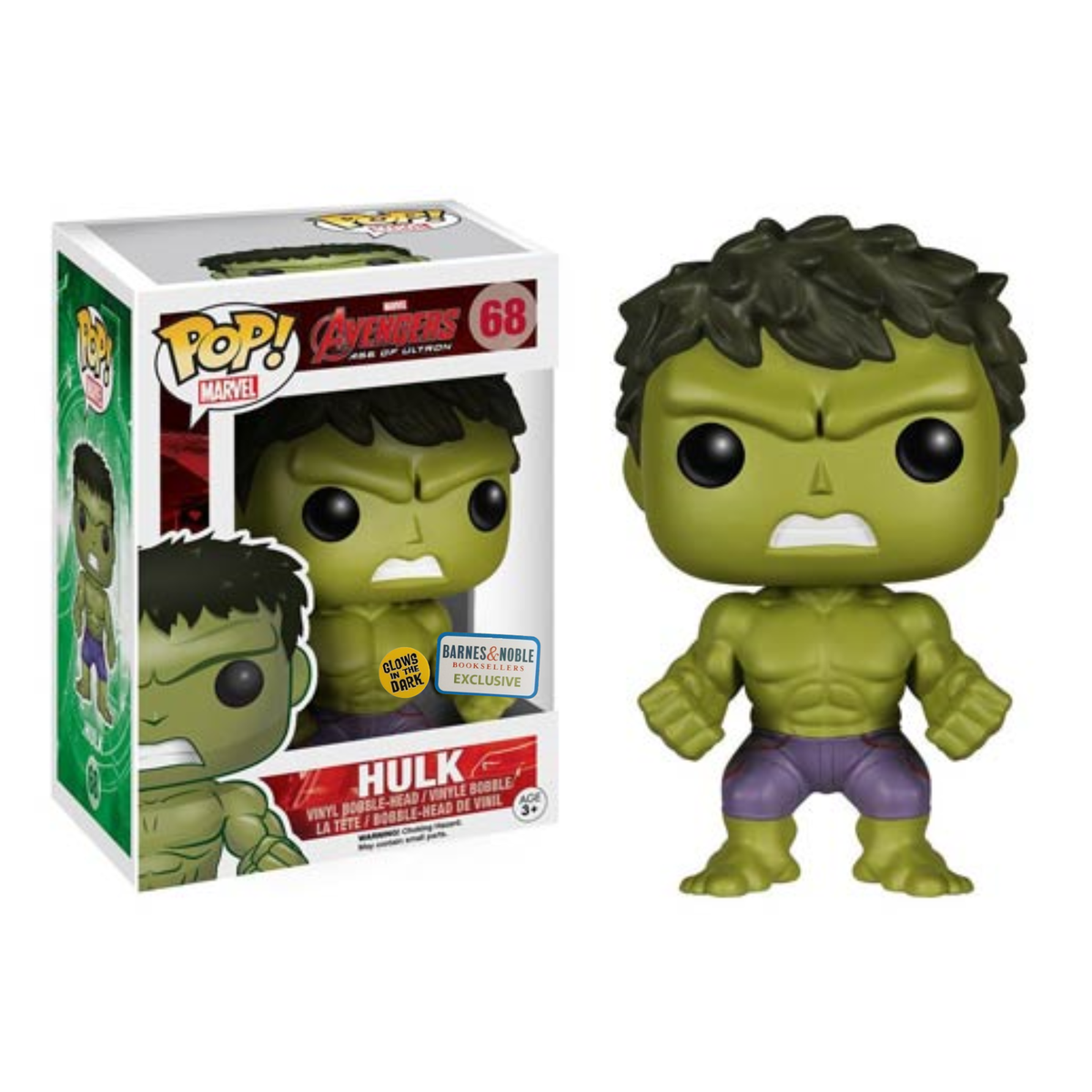 Funko Pop Marvel Age of Ultron Hulk 68 Barnes & Noble Exclusive GITD