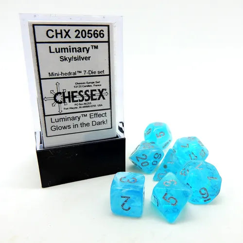Dice Chessex Mini-Hedral 7-Die Set Luminary Sky/Silver 20566