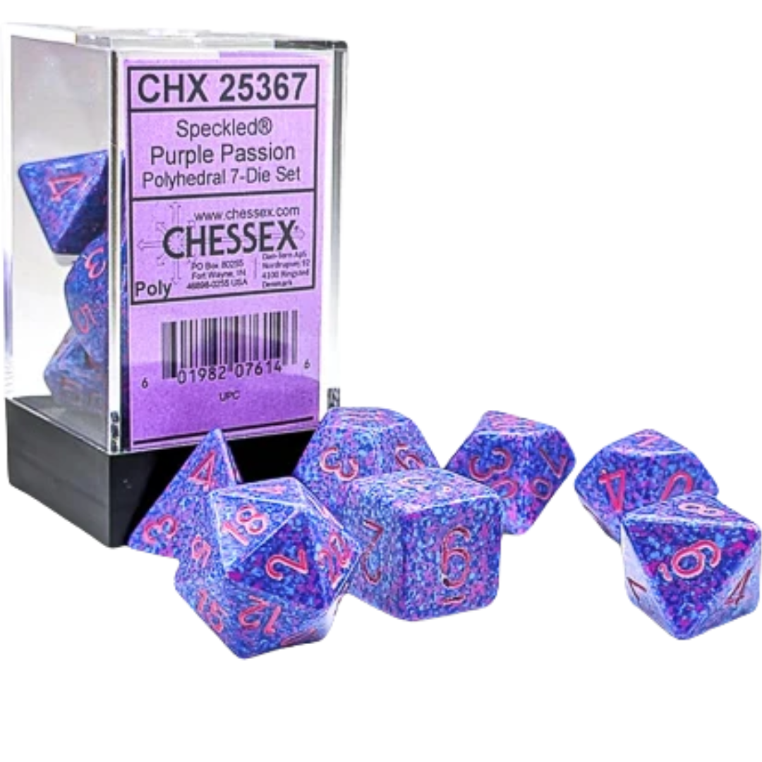 Dice Chessex Speckled Purple Passion Polyhedral 7 Dice Set