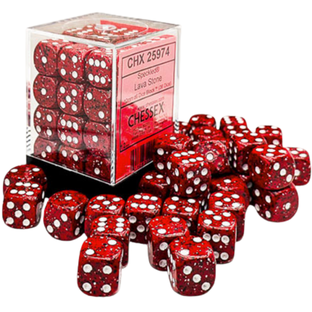 Dice Chessex 36D6 Speckled Lava Stone