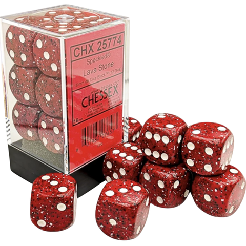 Dice Chessex 12D6 Speckled Lava Stone
