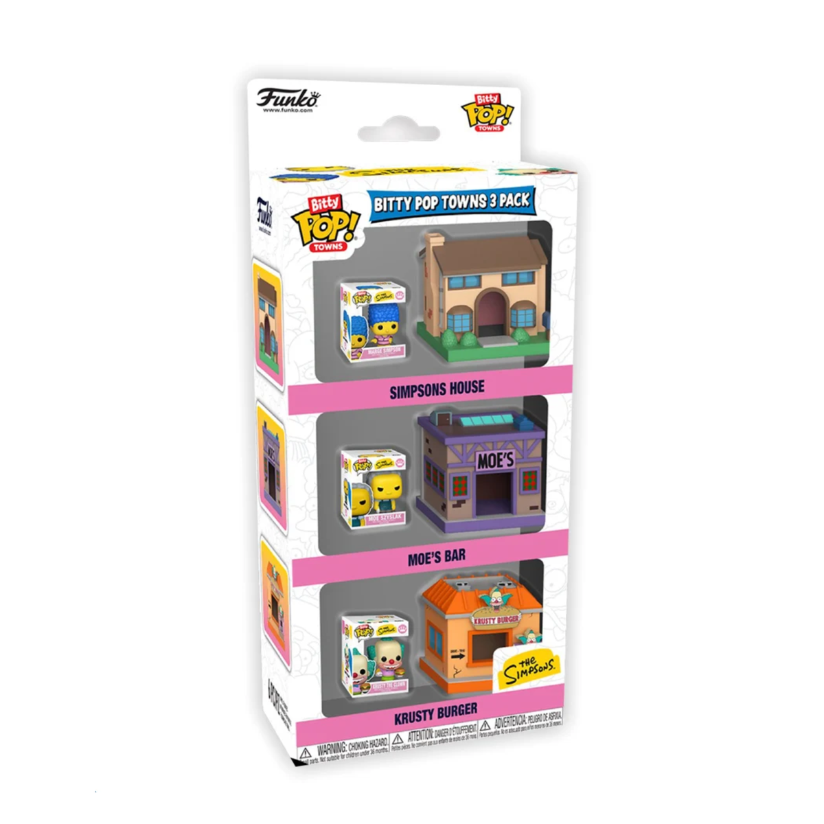Funko Bitty Pop Towns 3 Pack - Simpsons House, Moe's Bar, Krusty Burger