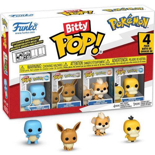Pokemon Bitty Pop 4 Pack Featuring Squirtle, Eevee, Growlithe &amp; Psyduck