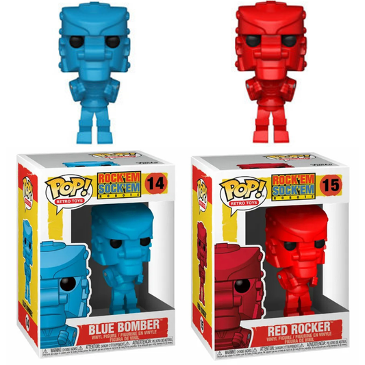 Funko Pop SET Retro Toys Rock 'Em Sock 'Em Robots Blue Bomber 14 Red Rocker 15
