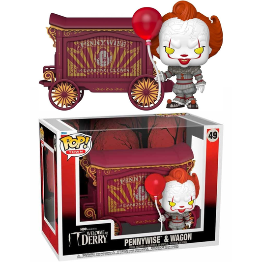 Funko Pop Town Horror IT Welcome to Derry Pennywise & Wagon 49