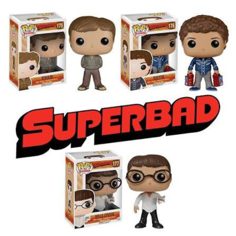 Funko Pop Movies Superbad Evan 175, Seth 176, Mclovin 177