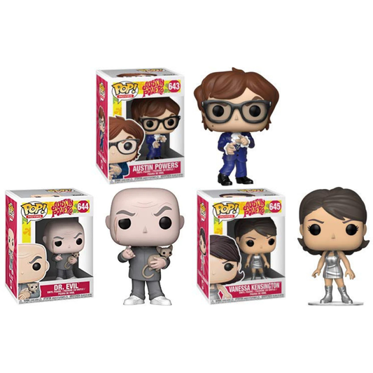 Funko Pop Austin Powers Austin Powers 643 / Dr. Evil 644 / Vanessa Kensington 645 SET of 3