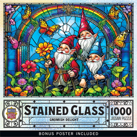 STAINED GLASS GNOMISH DELIGHT 1000PC PUZZLE