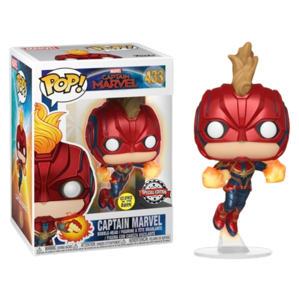 Funko Pop Marvel Captain Marvel Captain Marvel 433 GITD Special Edition