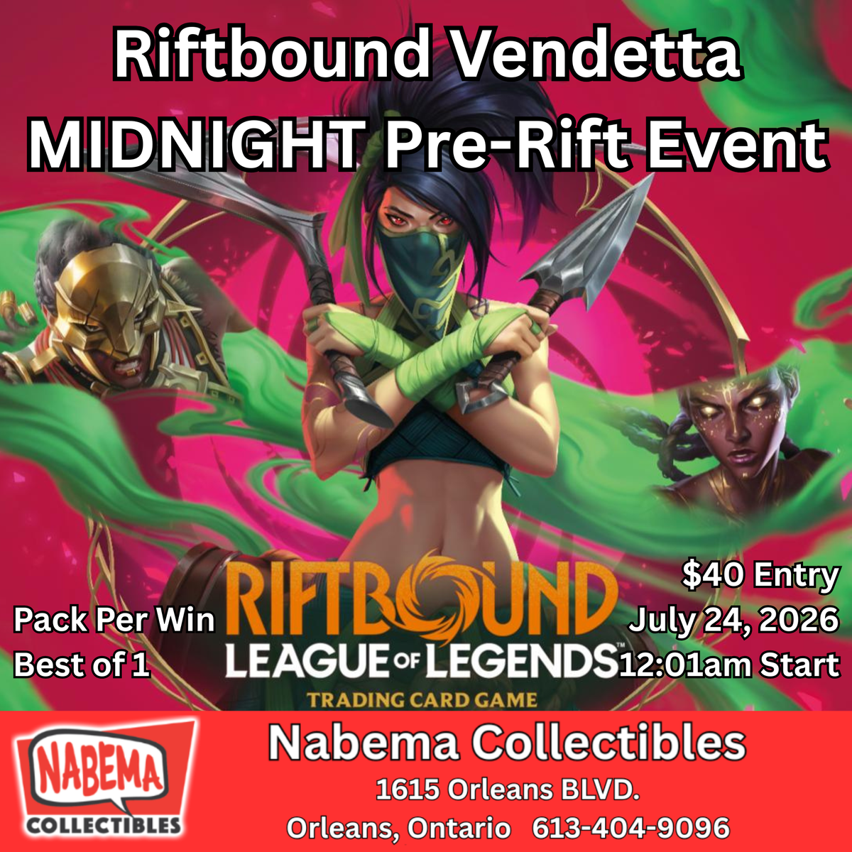 Riftbound Vendetta Pre-Rift Event MIDNIGHT July 24
