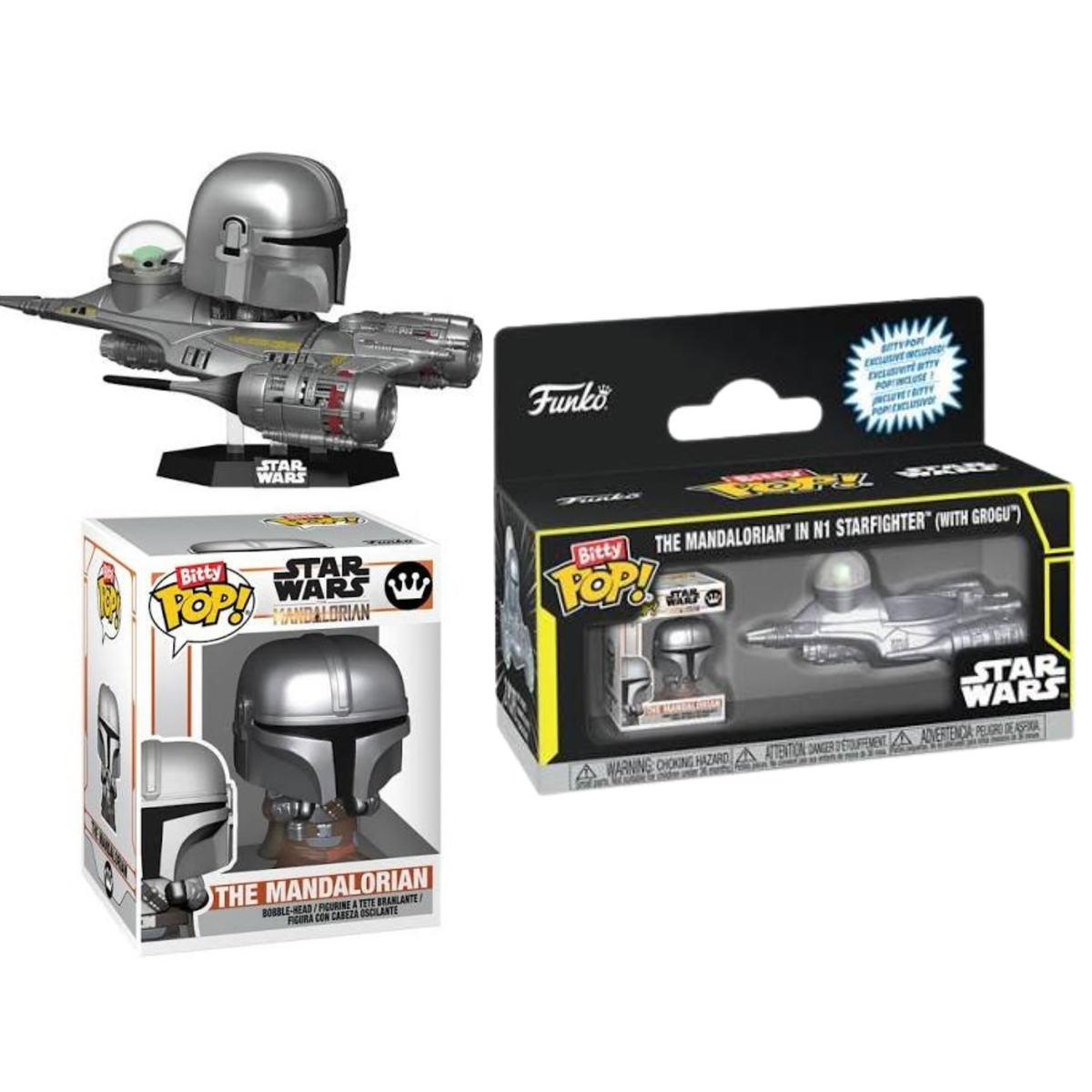 Bitty Pop! Rides The Mandalorian in N1 Stafighter (With Grogu)