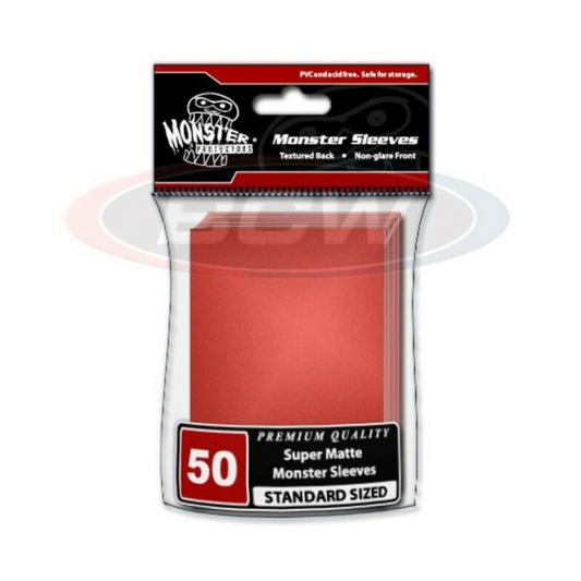 Monster Sleeves Standard Flat Matte Red 50CT