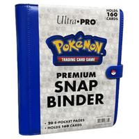 Ultra Pro Pokemon TCG 4-Pocket Premium Snap Binder - BLUE (20 Pages - Holds 160 Cards)