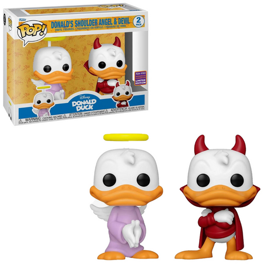 Funko Pop Disney Donald's Shoulder Angel & Devil 2 Pack 2022 Wonderous Convention