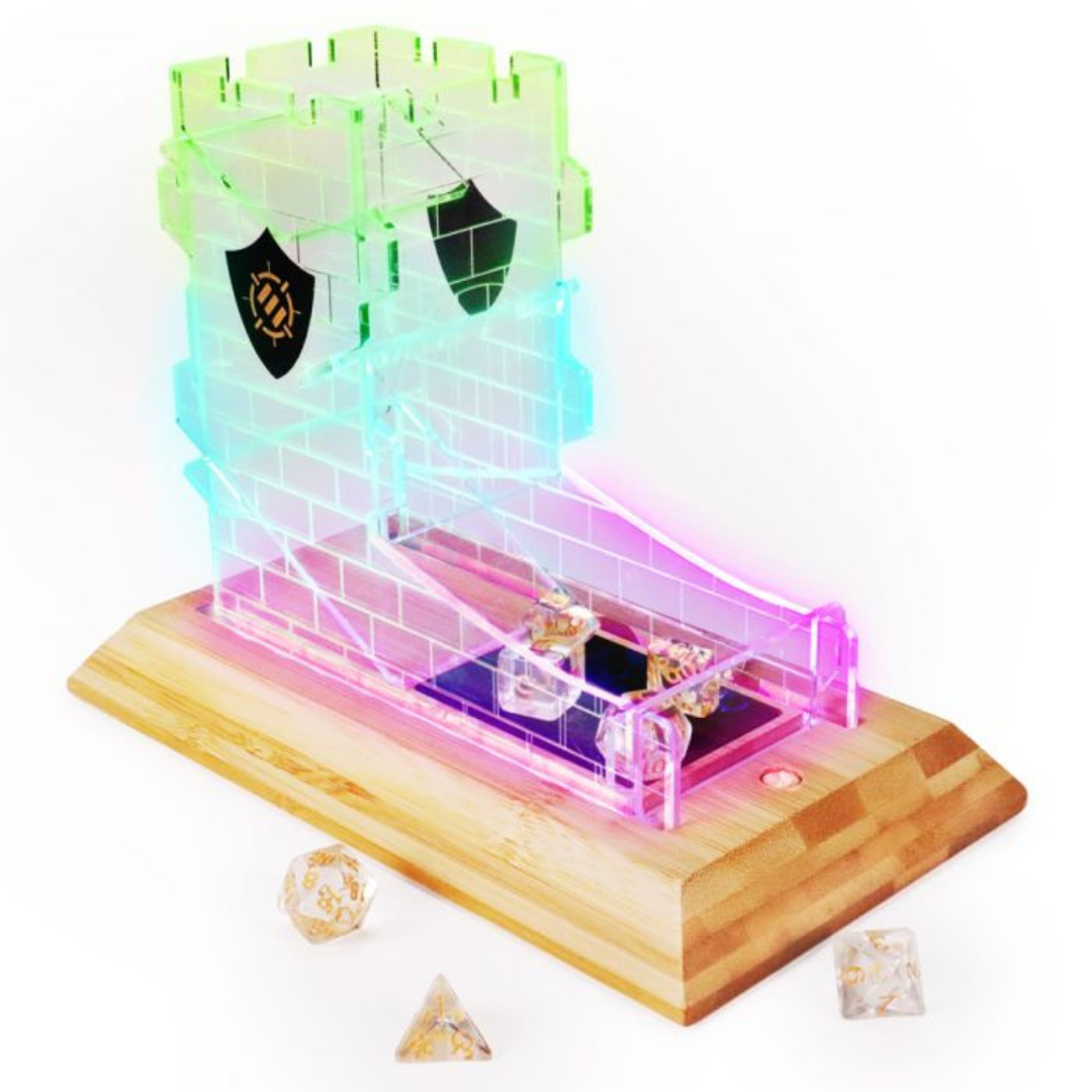AP Enhance Tabletop LED Dice Tower with 7-Die Clear Dice Set